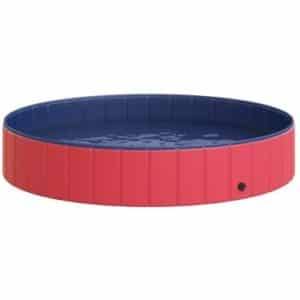 Badebassin til hunde i PVC og træ Ø160 x H30 cm - Rød